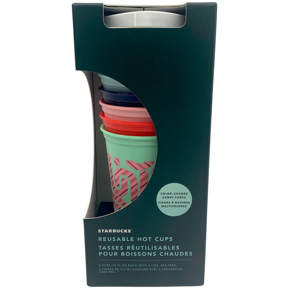 Starbucks Hot Cups Reusable Color Changing 16oz Grande Christmas Candy Cane 2020